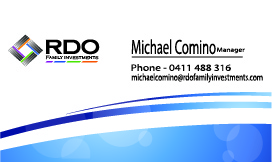 Business Card Design by SOHIL SOLANKI for RDO Family Investments Pty Ltd | Design #4750179