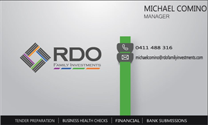 Diseño de Tarjeta de Presentación por SOHIL SOLANKI para RDO Family Investments Pty Ltd | Diseño #4764414
