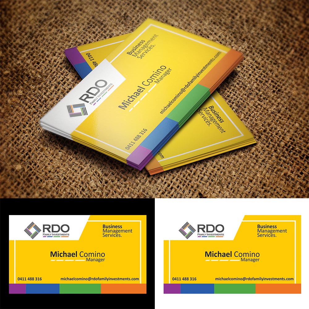 Business Card Design by IAMGDESIGNER for RDO Family Investments Pty Ltd | Design #4739363
