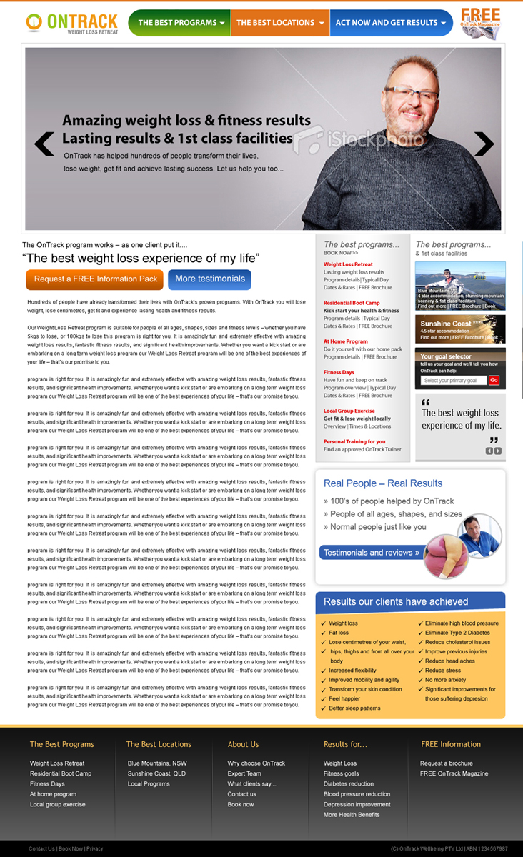 Web Design by webwinner for OnTrack Wellbeing PTY Ltd | Design #230712