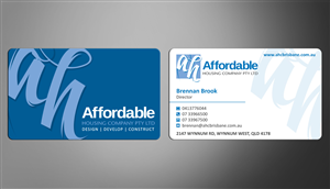 Building quality affordable homes in Brisbane, Australia for investors and families | Business Card Design by MT