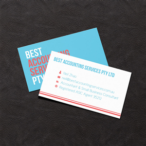 Visitenkarten-Design von isabel paoli für Best Accounting Services Pty Ltd | Design #4769278