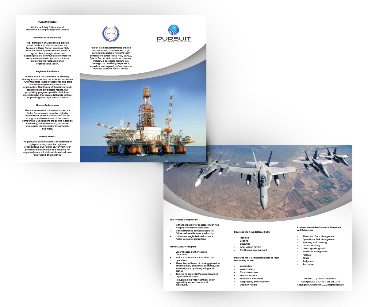 Design de Brochure par Dan.Unsworth pour Pursuit LLC | Design #1364407