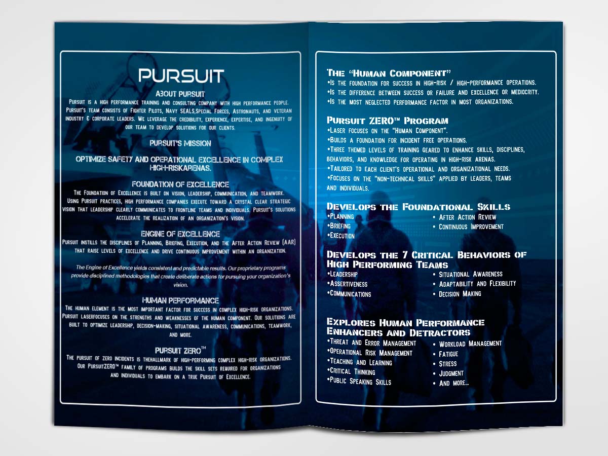 Diseño de Brochure por The Dabhand para Pursuit LLC | Diseño #1361874