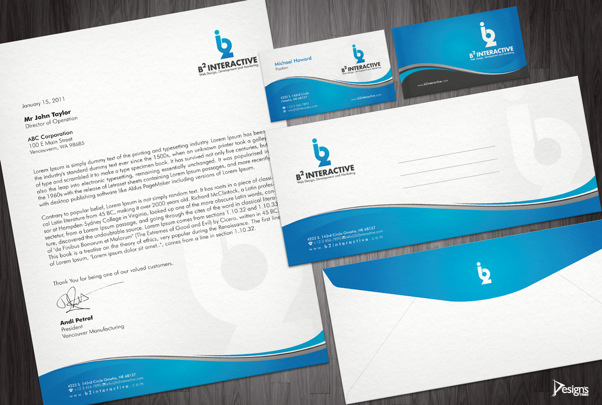 Stationery Design by DesignsTRIBE for B2 Interactive | Design #1365878