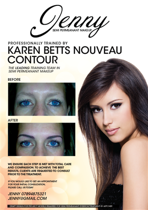 models required for semi permeanant eyebrow treatment | Diseño de Flyer por Artcher