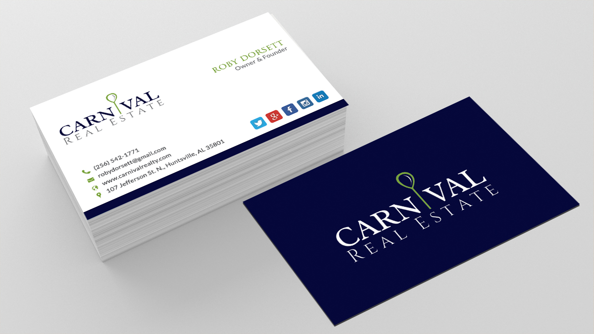 Business Card Design by Sarah Haroon for Carnival Real Estate | Design #4779331