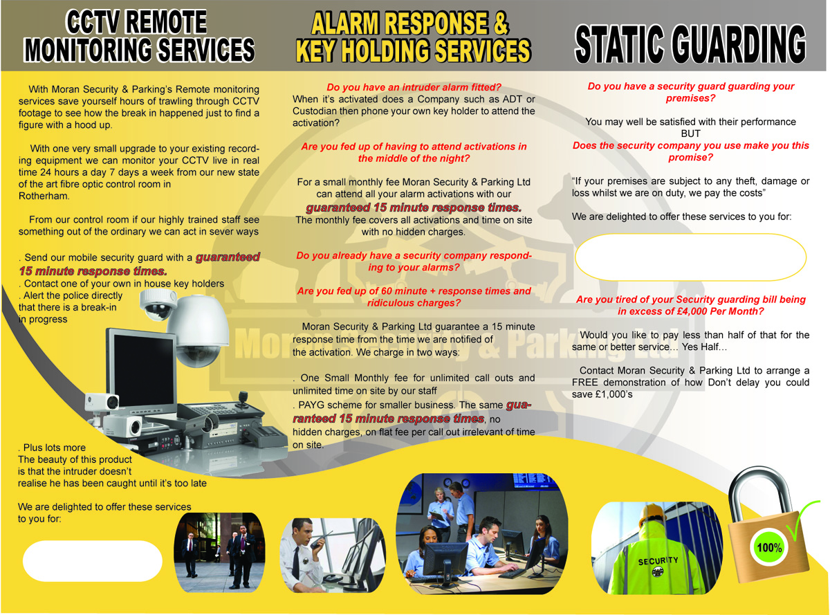 Brochure Design by ZT Graphic Designers for Moran Security Ltd | Design #234098