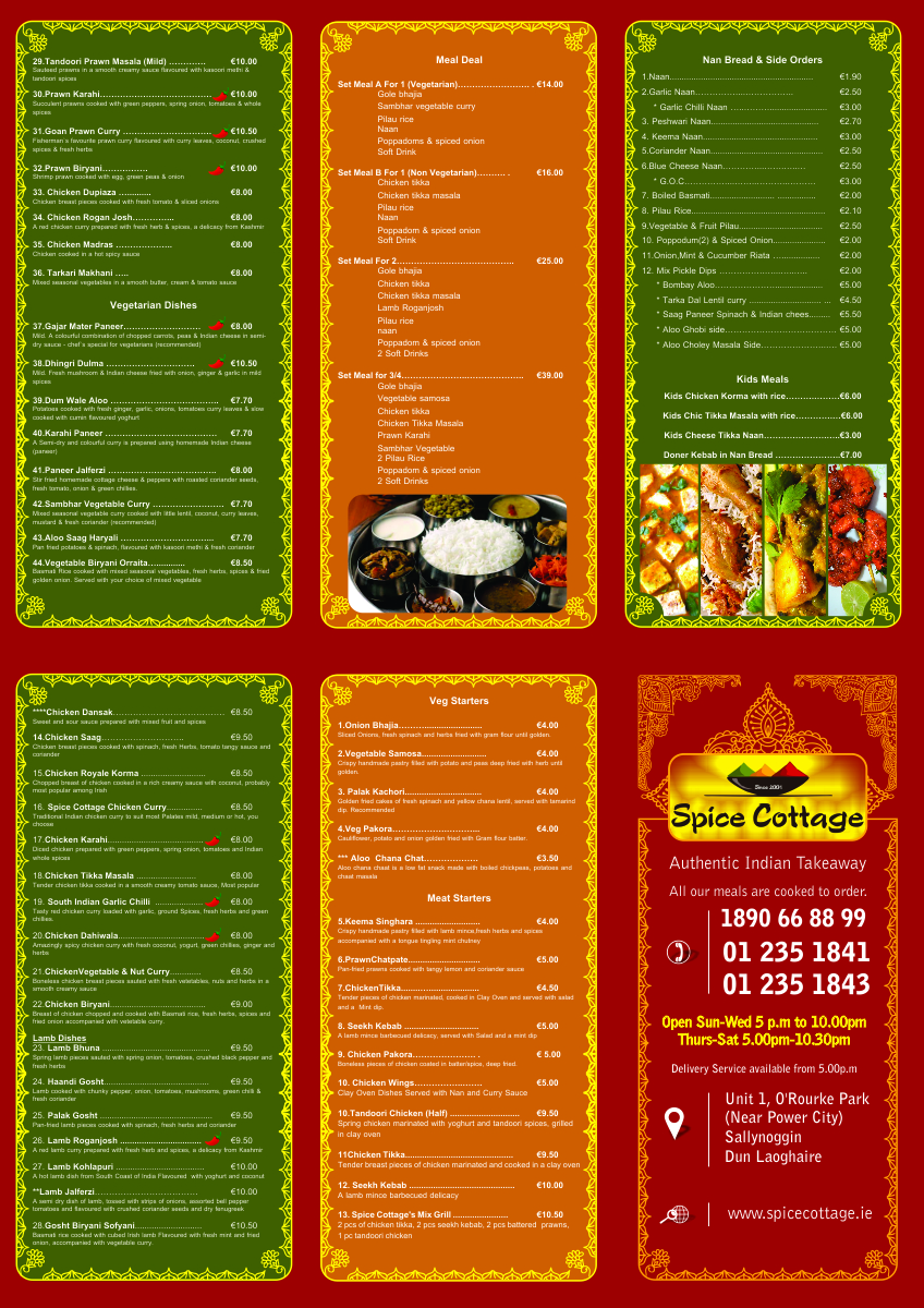 Menu Design by Bins for SPICE COTTAGE | Design #4841387