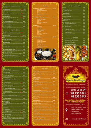 Menu Design by Bins for SPICE COTTAGE | Design: #4841387