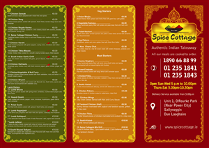 Menu Design by Bins for SPICE COTTAGE | Design: #4841422