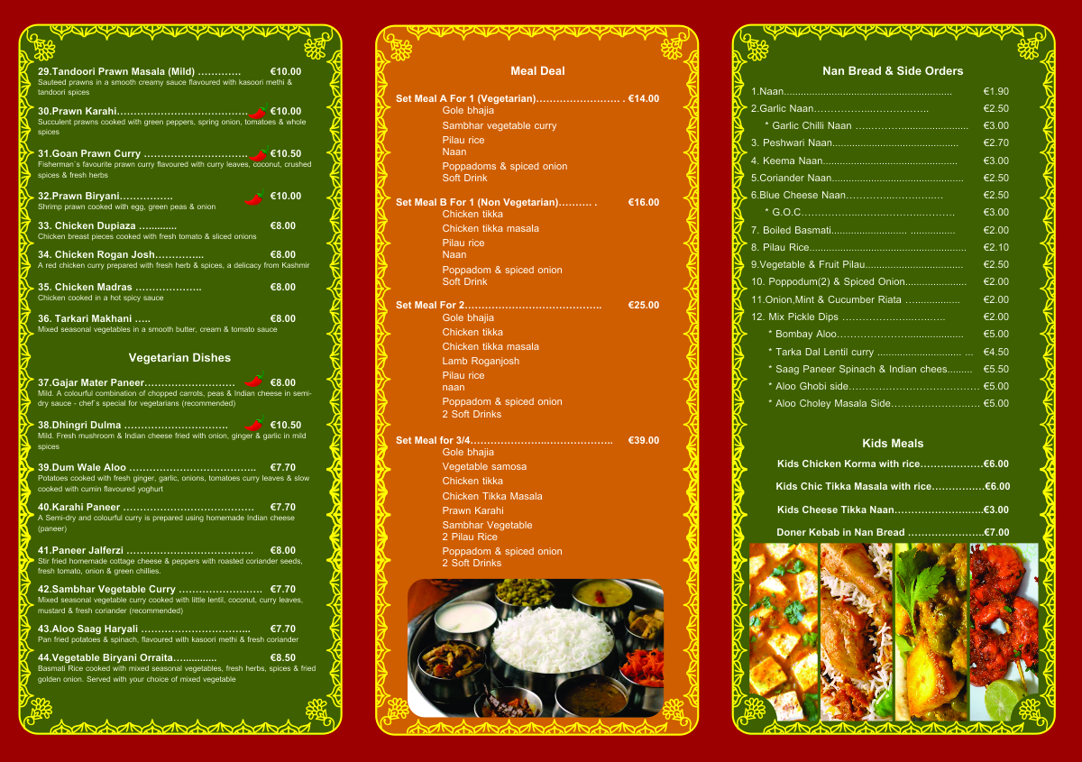 Design de Menu par Bins pour SPICE COTTAGE | Design #4841429