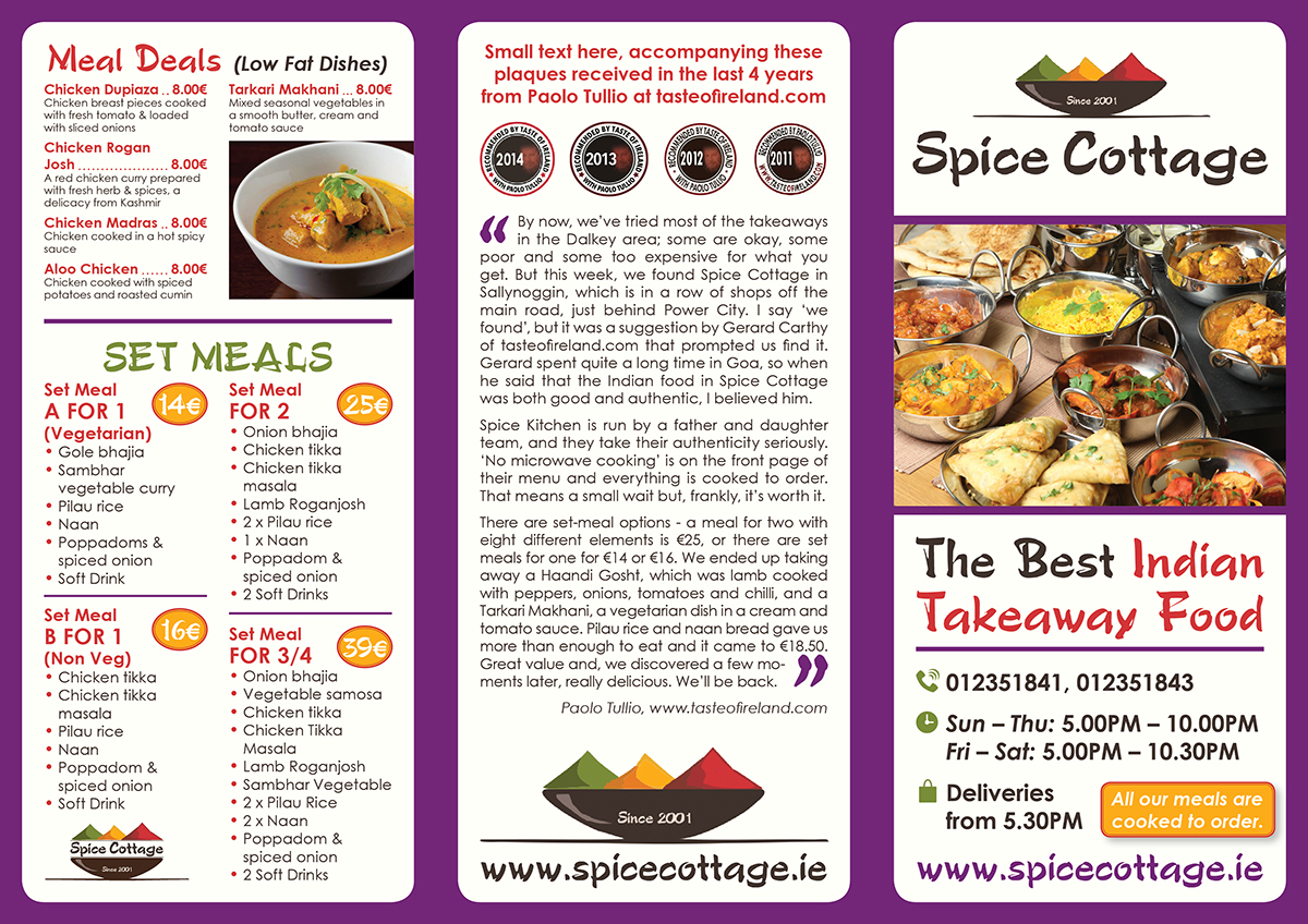 Menu Design by Ekanite for SPICE COTTAGE | Design #4969834