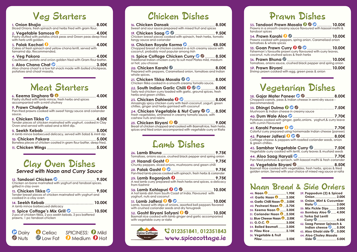 Menu Design by Ekanite for SPICE COTTAGE | Design #4969837