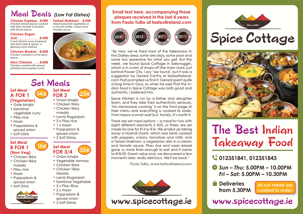 Menü-Design von Ekanite für SPICE COTTAGE | Design #4969843