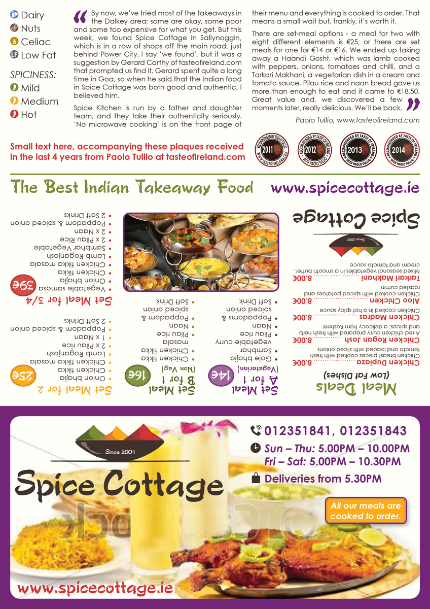 Menü-Design von Ekanite für SPICE COTTAGE | Design #4975764