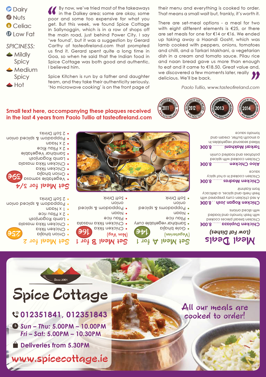 Design de Menu par Ekanite pour SPICE COTTAGE | Design #5012832