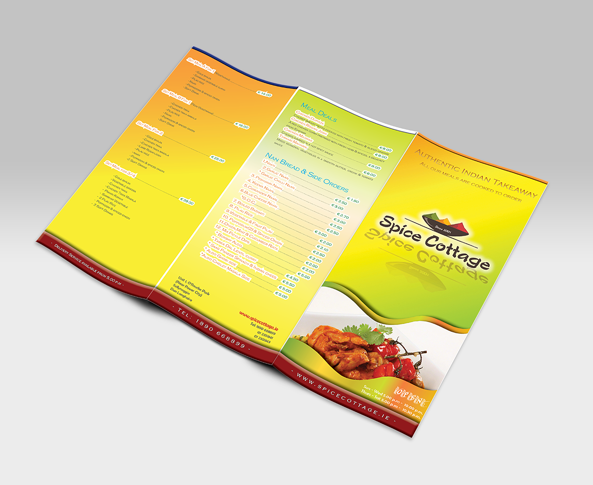 Menu Design by heghes daniel for SPICE COTTAGE | Design #4835259