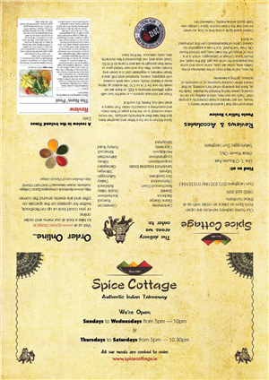 Menü-Design von 3to1designservices für SPICE COTTAGE | Design: #4821409