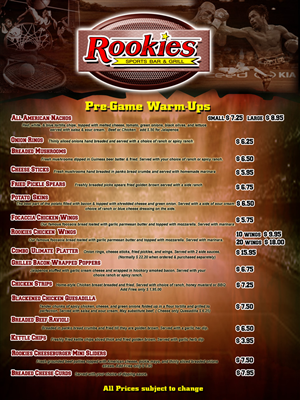 Food Menu for Sports Bar and Grill | Menu Design by NILDesigns