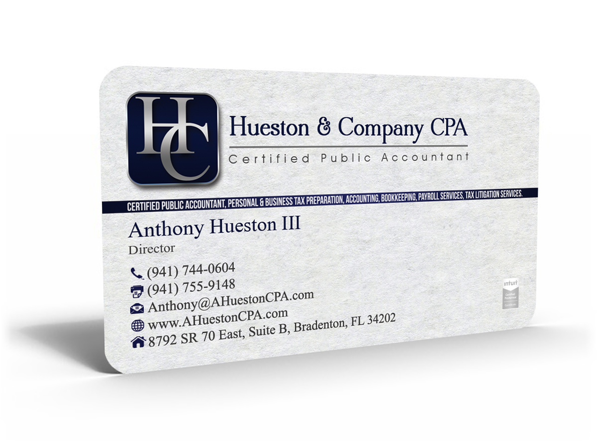 Business Card Design by Hardcore Design for Hueston & Company CPA, LLC | Design #4828892