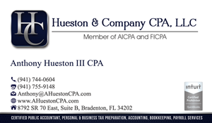 Business Card Design by Hardcore Design for Hueston & Company CPA, LLC | Design: #4963384