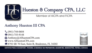 Business Card Design by Hardcore Design for Hueston & Company CPA, LLC | Design: #4968438