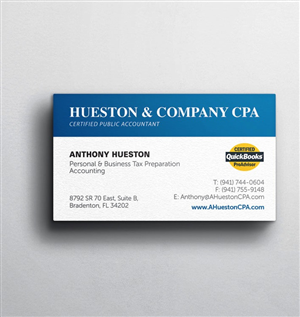 Business Card Design by WT06 for Hueston & Company CPA, LLC | Design #4820531