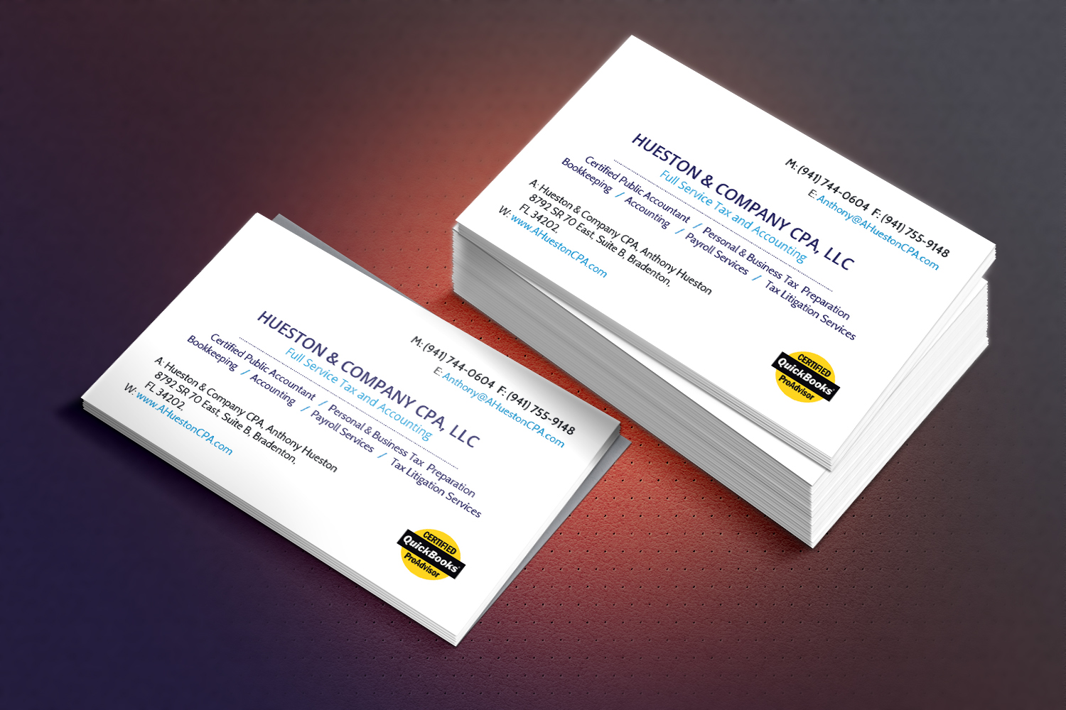 Diseño de Tarjeta de Presentación por rgdesigner10 para Hueston & Company CPA, LLC | Diseño #4826868