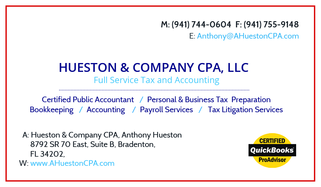 Business Card Design by rgdesigner10 for Hueston & Company CPA, LLC | Design #4826886