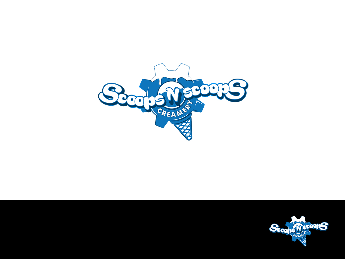 Modern, Playful Logo Design for Scoops N Scoops Creamery by butchuchi