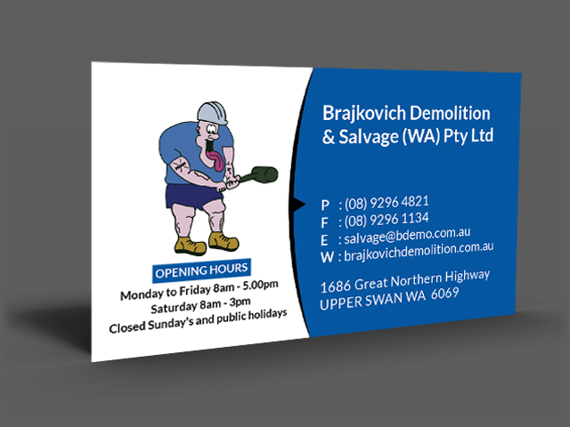 Diseño de Tarjeta de Presentación por  Artman para Brajkovich Demolition & Salvage (WA) Pty Ltd | Diseño #4843113