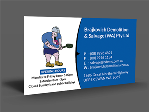 Visitenkarten-Design von  Artman für Brajkovich Demolition & Salvage (WA) Pty Ltd | Design: #4843113