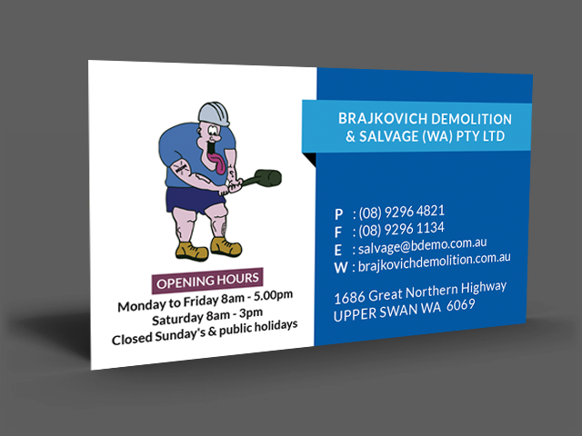 Diseño de Tarjeta de Presentación por  Artman para Brajkovich Demolition & Salvage (WA) Pty Ltd | Diseño #4843123