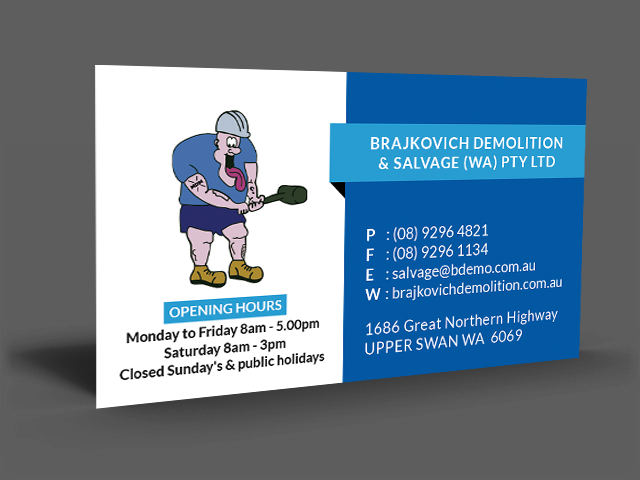 Diseño de Tarjeta de Presentación por  Artman para Brajkovich Demolition & Salvage (WA) Pty Ltd | Diseño #4843127