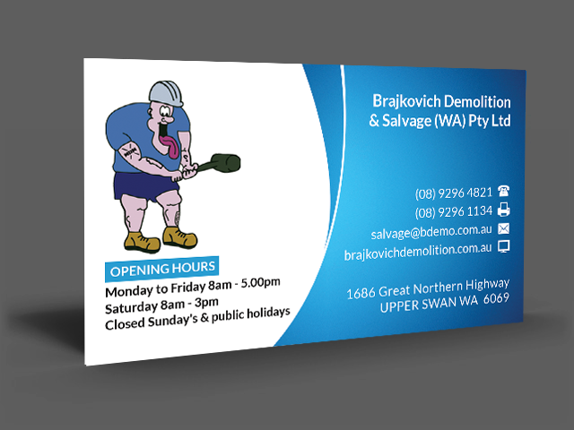 Business Card Design by  Artman for Brajkovich Demolition & Salvage (WA) Pty Ltd | Design #4843131
