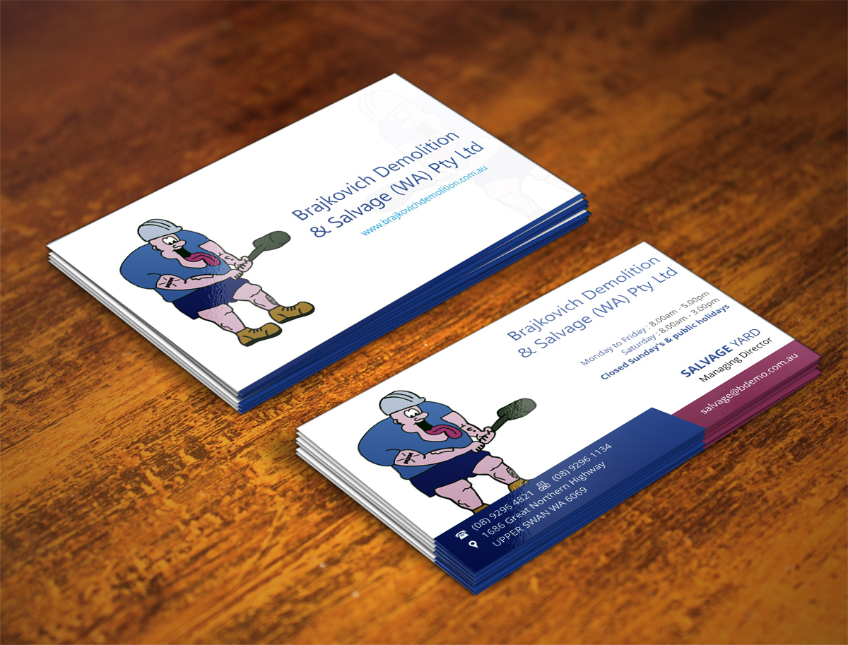 Diseño de Tarjeta de Presentación por INDIAN_Ashok para Brajkovich Demolition & Salvage (WA) Pty Ltd | Diseño #4817822