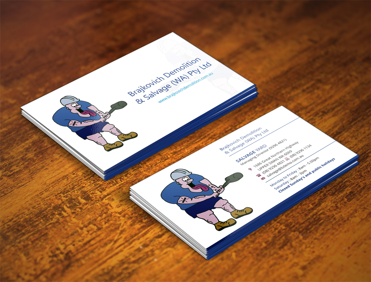 Diseño de Tarjeta de Presentación por INDIAN_Ashok para Brajkovich Demolition & Salvage (WA) Pty Ltd | Diseño #4817823