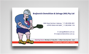 Business Card Design by Satyajit Sil Creations for Brajkovich Demolition & Salvage (WA) Pty Ltd | Design #4842440