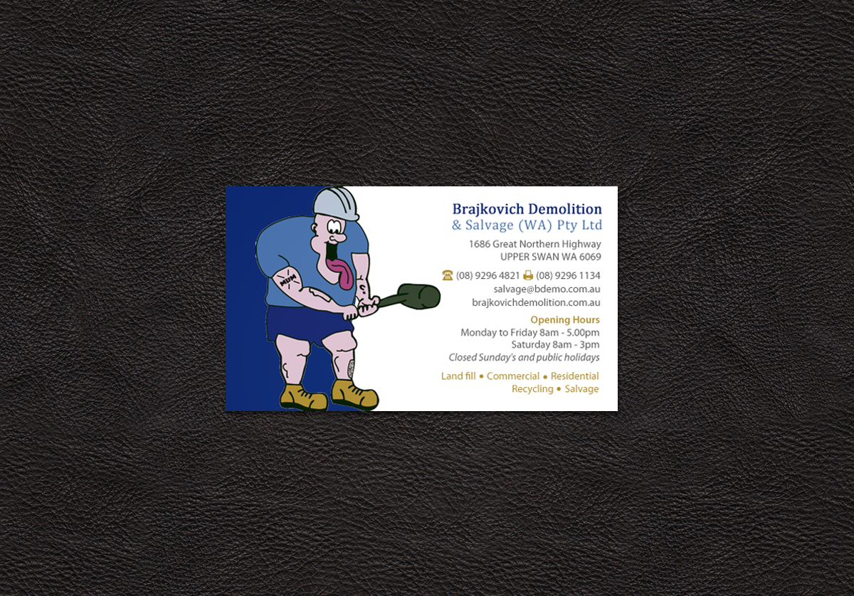 Visitenkarten-Design von pixelfountain für Brajkovich Demolition & Salvage (WA) Pty Ltd | Design: #4864997