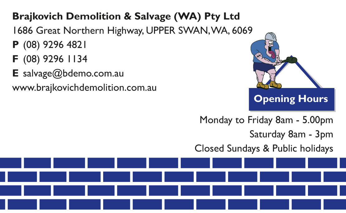 Business Card Design by rwbcreativedesign for Brajkovich Demolition & Salvage (WA) Pty Ltd | Design #4829698