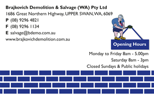Business Card Design by rwbcreativedesign for Brajkovich Demolition & Salvage (WA) Pty Ltd | Design: #4829698