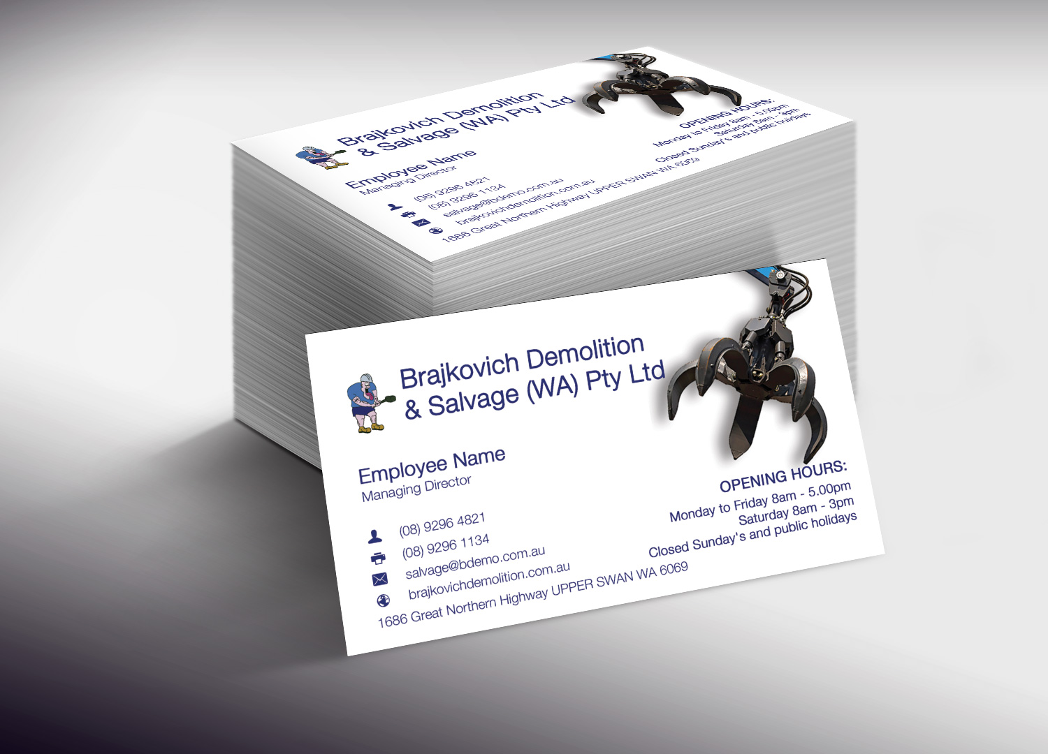Visitenkarten-Design von Lanka Ama für Brajkovich Demolition & Salvage (WA) Pty Ltd | Design #4818189