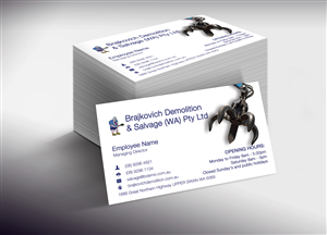 Visitenkarten-Design von Lanka Ama für Brajkovich Demolition & Salvage (WA) Pty Ltd | Design: #4818189