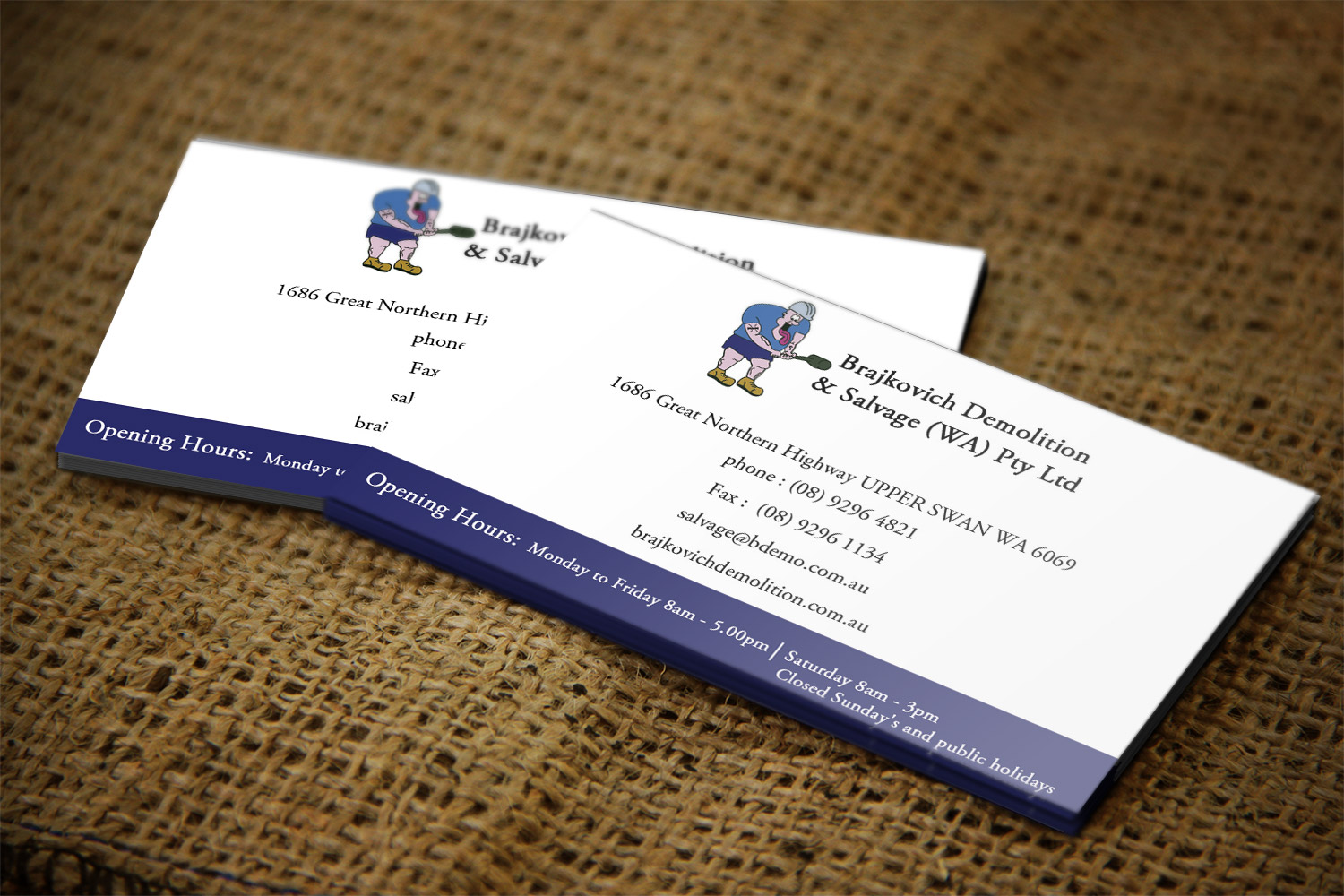 Diseño de Tarjeta de Presentación por Lanka Ama para Brajkovich Demolition & Salvage (WA) Pty Ltd | Diseño #4818198