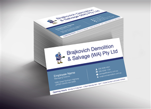 Visitenkarten-Design von Lanka Ama für Brajkovich Demolition & Salvage (WA) Pty Ltd | Design: #4818199