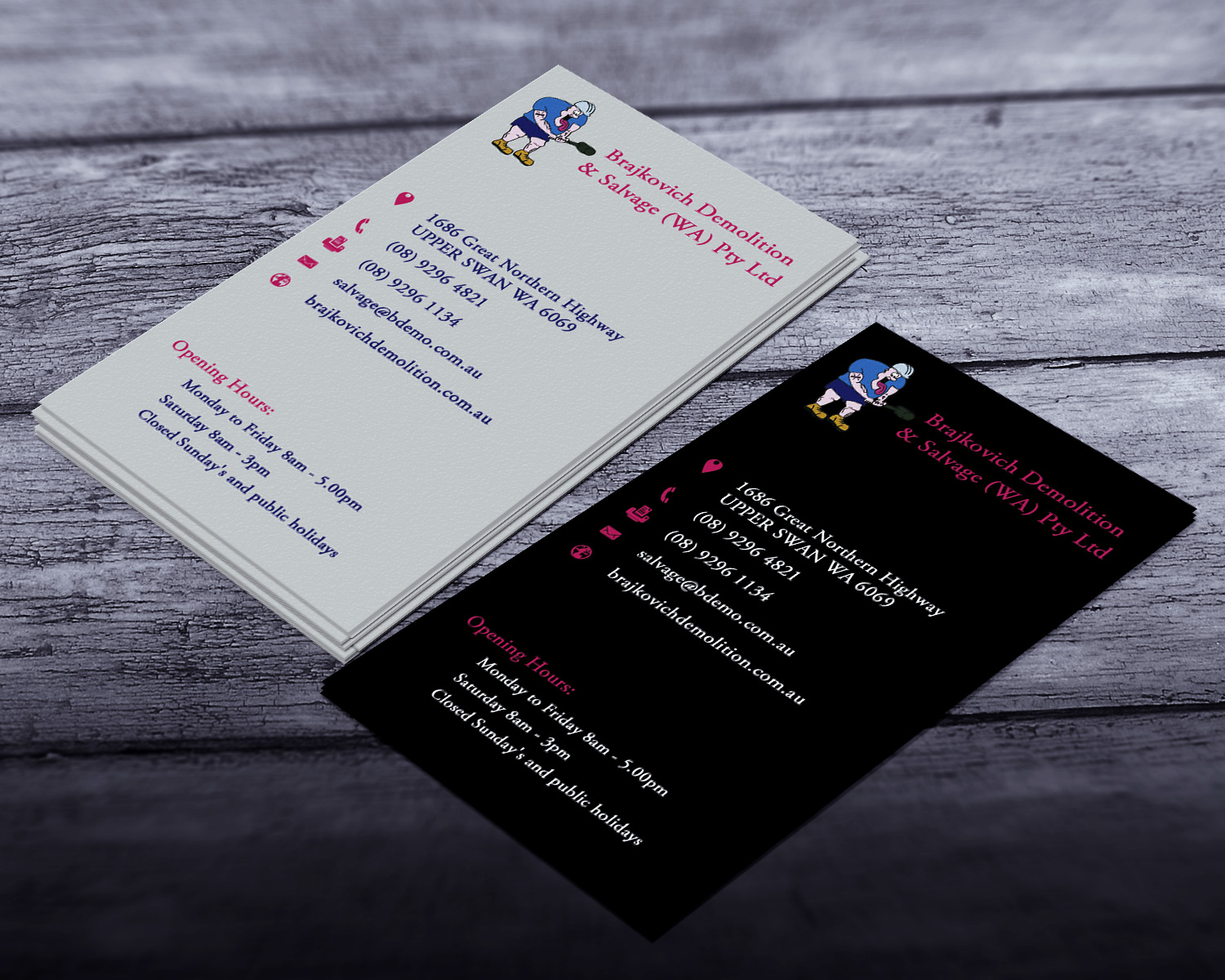 Diseño de Tarjeta de Presentación por Lanka Ama para Brajkovich Demolition & Salvage (WA) Pty Ltd | Diseño #4818202