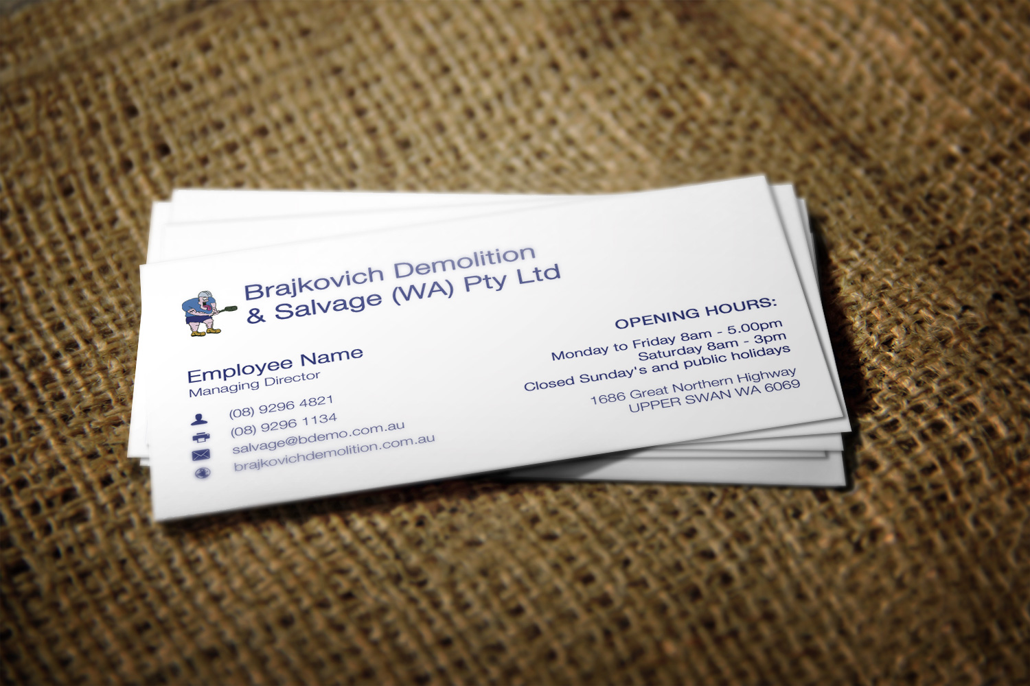 Diseño de Tarjeta de Presentación por Lanka Ama para Brajkovich Demolition & Salvage (WA) Pty Ltd | Diseño #4818238