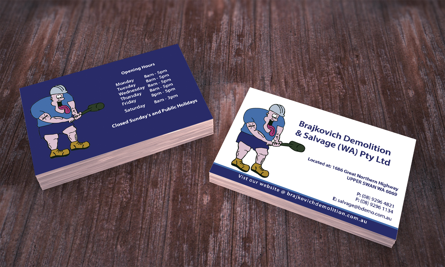 Business Card Design by Stylez Designz for Brajkovich Demolition & Salvage (WA) Pty Ltd | Design #4837663
