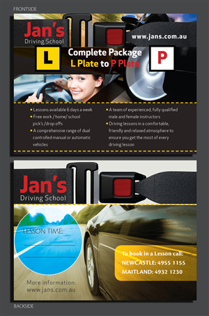 jans driving school postcard | Postcard Design by INGA DESIGN